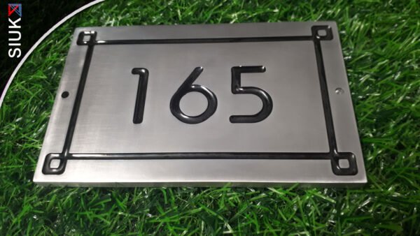Metal Art Deco Style House Number Sign Solid Marine Grade Aluminium Cast Forged Effect with Colour Fill - Image 2
