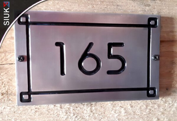 Metal Art Deco Style House Number Sign Solid Marine Grade Aluminium Cast Forged Effect with Colour Fill - Image 3
