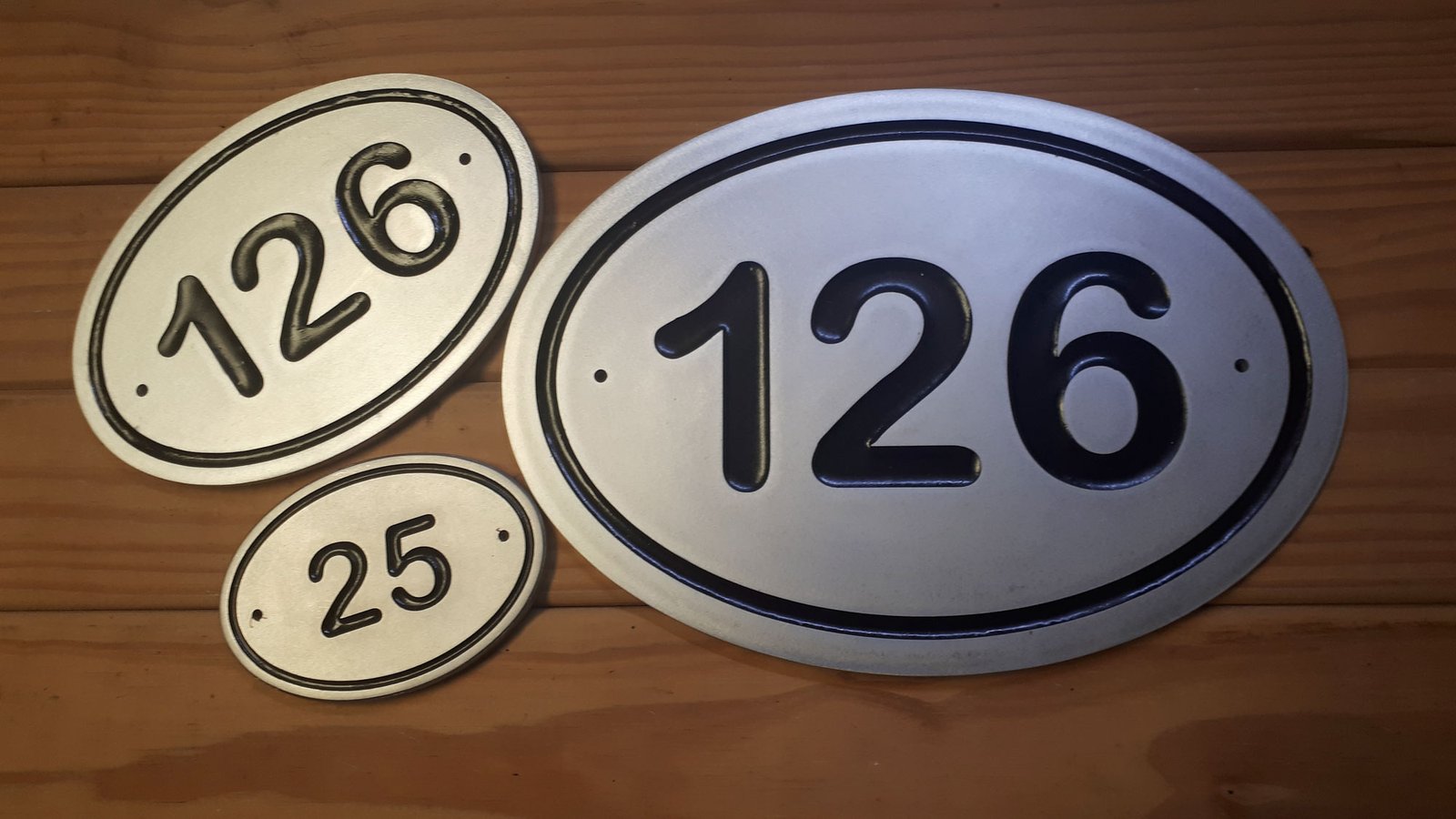Metal Oval House Sign Number Modern Solid Marine Grade Aluminium Cast Forged Effect with Colour Fill - Image 5