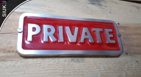 Metal Rectangle Private Gate or Door Sign Solid Marine Grade Aluminium Cast Forged Effect with Colour Fill - Image 3
