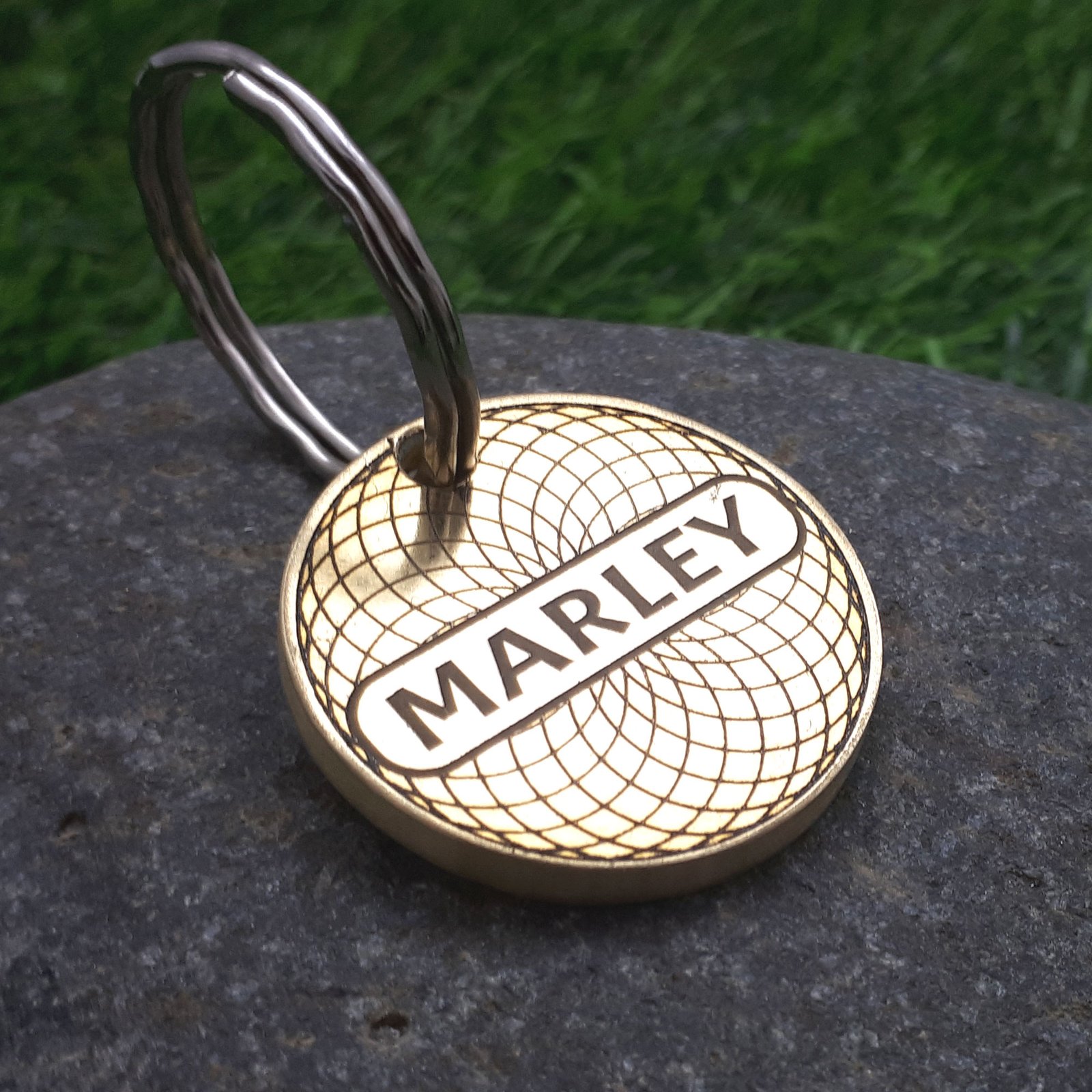 Luxury Guilloché Brass Pet ID Tag – Solid 3mm Engraved Name Tag with Custom Back Text | Premium Dog or Cat Name Tag - Image 6