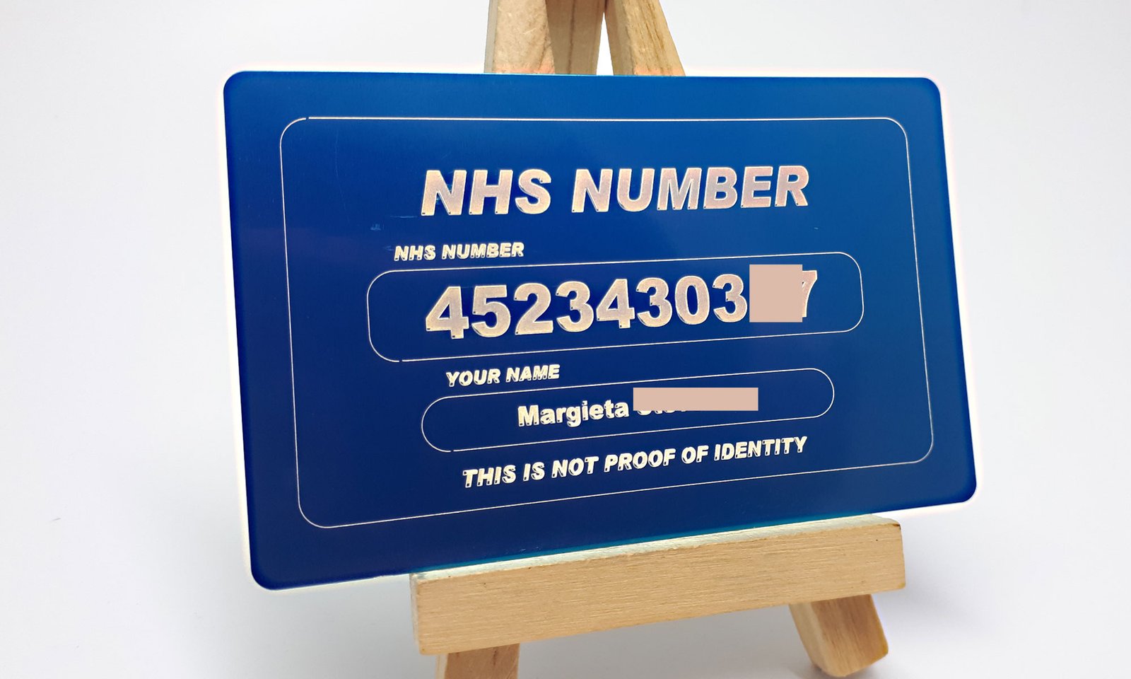 Premium Aluminium NI / NHS Number Card - Image 2